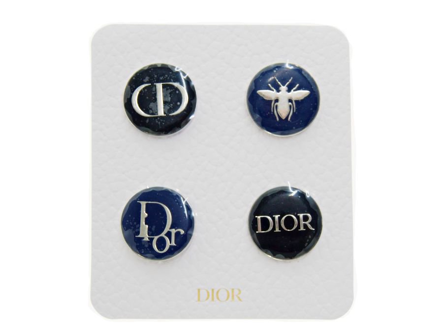 New 新品】 クリスチャンディオール Dior Parfums ノベルティ ピンバッジ ピンセット ４個セット アクセサリー CD・DIOR/黒  Dior・蜜蜂/濃紺 限定エディション ブランドジャックリスト
