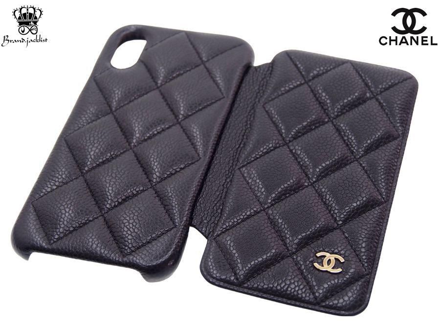 【美品】CHANEL iPhoneケース X/XS マトラッセ 手帳型 黒