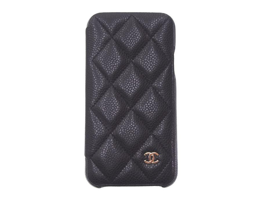 【美品】CHANEL iPhoneケース X/XS マトラッセ 手帳型 黒