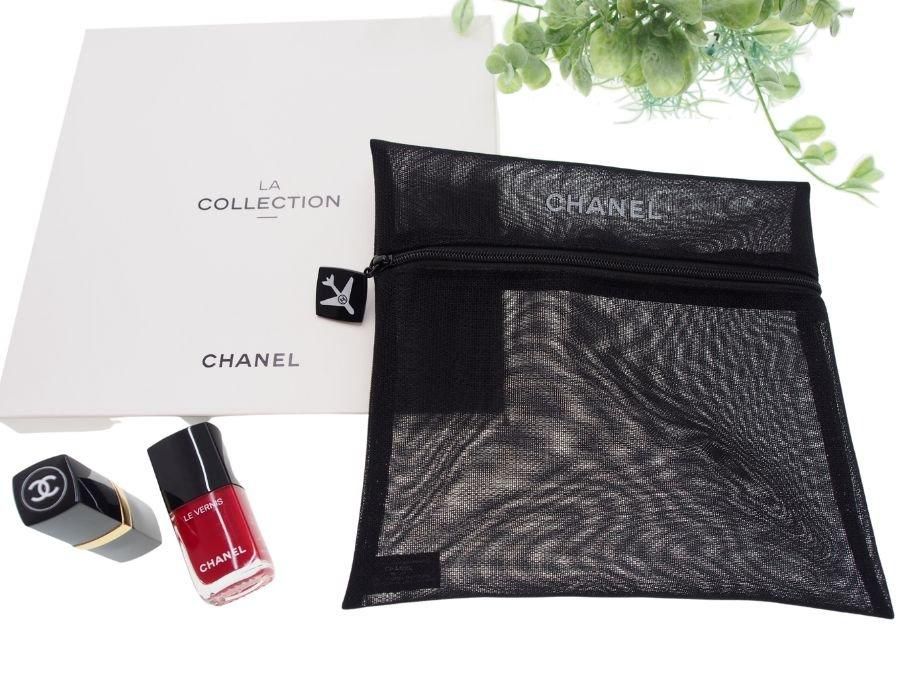 シャネル ノベルティ コスメポーチ フラット メッシュ エアライン ブラック CHANEL【New 新品】 - ブランドジャックリスト