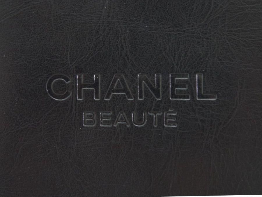 Used 開封品】 シャネル CHANEL ノベルティ コスメポーチ アイコン柄 アイシャドウパレット リップスティック 香水N°5 ブラック 黒  ゴールドファスナー BEAUTE ビューティー - ブランドジャックリスト