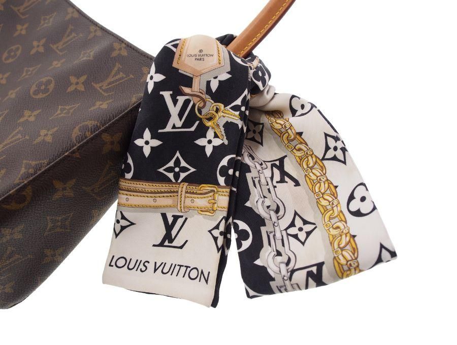 【Used 美品】ルイヴィトン LOUIS VUITTON バンドー ツイリー スカーフ モノグラム コンフィデンシャル 絹 シルク100% ノワール  ブラック系×マルチカラー M78656 - ブランドジャックリスト