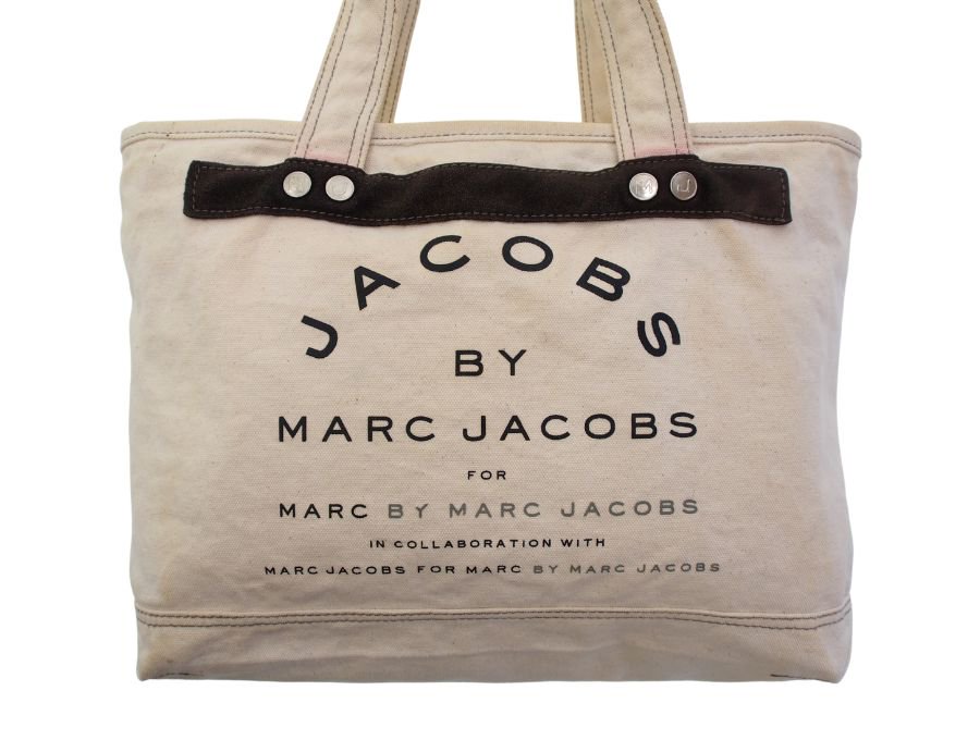 Used 中古up】マーク バイ マーク ジェイコブス MARC BY MARC JACOBS トートバッグ マークジェイコブス IN  コラボレーション WITH キャンバス&スエード ベージュ - ブランドジャックリスト