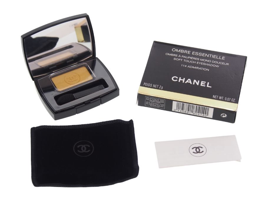 CHANEL アイシャドウ オンブル エサンシエル 114 アドミラシオン 付属チップ ミラー付き 保存袋 ブラック 元箱有り 生産終了品 シャネル  【Used 開封品】 - ブランドジャックリスト