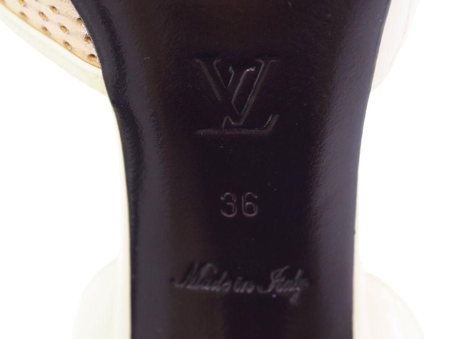 【Used 美品】ルイヴィトン LOUIS VUITTON オープントゥ サンダル モノグラム LV バックストラップ 金×ラベンダー  サイズ36（日本 23.0cm）レディースシューズ MA1008 - ブランドジャックリスト