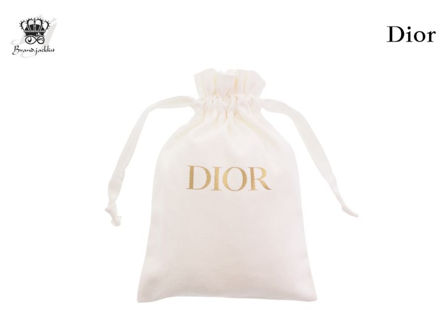 【Used 開封品】 クリスチャンディオール Dior ノベルティ 巾着ポーチ フリル巾着 布製フラット巾着 2023 コットン ホワイト  ゴールドロゴ BEAUTY ディオールビューティー - ブランドジャックリスト
