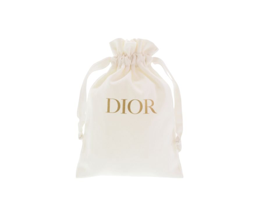 【Used 開封品】 クリスチャンディオール Dior ノベルティ 巾着ポーチ フリル巾着 布製フラット巾着 2023 コットン ホワイト  ゴールドロゴ BEAUTY ディオールビューティー - ブランドジャックリスト