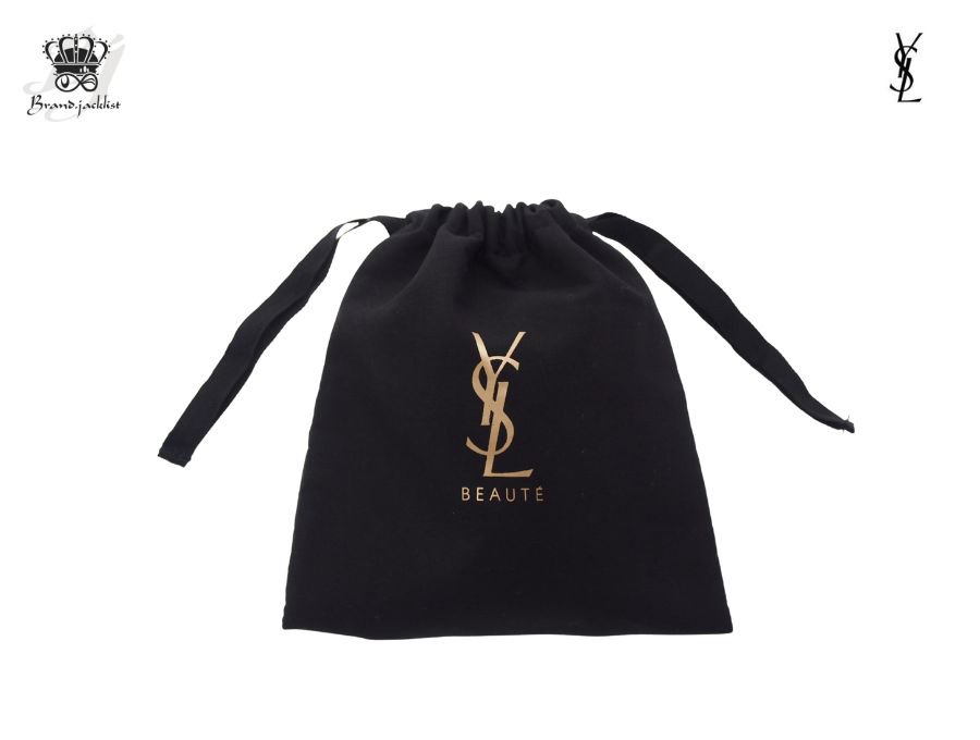 YSL／【ブラック】ゴールドロゴコスメポーチ　ノベルティ　イヴサンローラン　黒バッグ