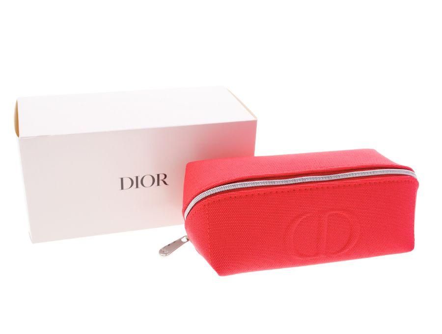 【Used 開封品】クリスチャンディオール DIOR TROUSSE ノベルティ パフューム ワイドオープン ポーチ レッド 斜めファスナー  Pafume CD Dior BEAUTE - ブランドジャックリスト