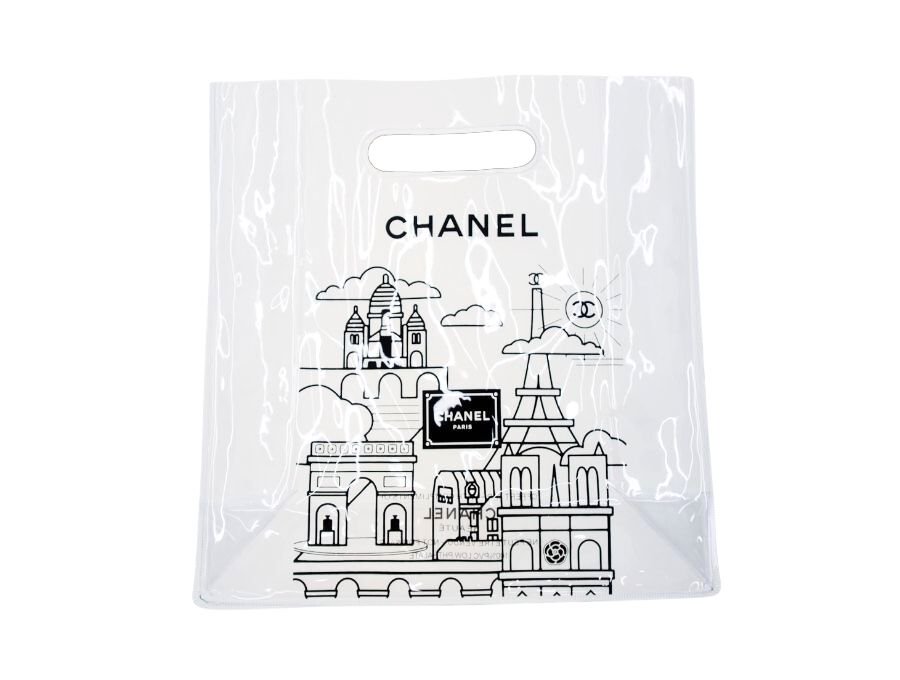 【New 新品】シャネル CHANEL BEAUTE ノベルティ 透明ハンドバッグ クリアバッグ 仏パリ サクレ・クール寺院 エッフェル塔 凱旋門  ノートルダム大聖堂 PVCビニール 2021 - ブランドジャックリスト