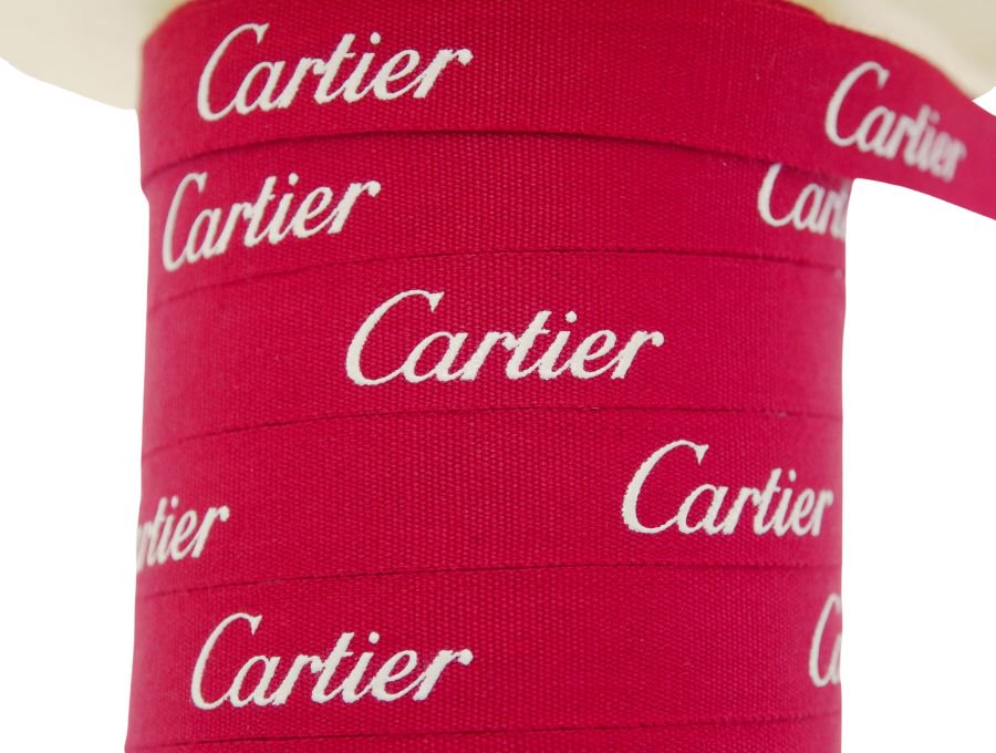 【Used 開封品】カルティエ Cartier ラッピング用 ブランドリボン ( 1m単位 切り売り ) 1.3cm幅 レッド 赤 ロゴ入り  ギフト包装 プレゼント リメイク 手芸 材料 ハンドメイド - ブランドジャックリスト