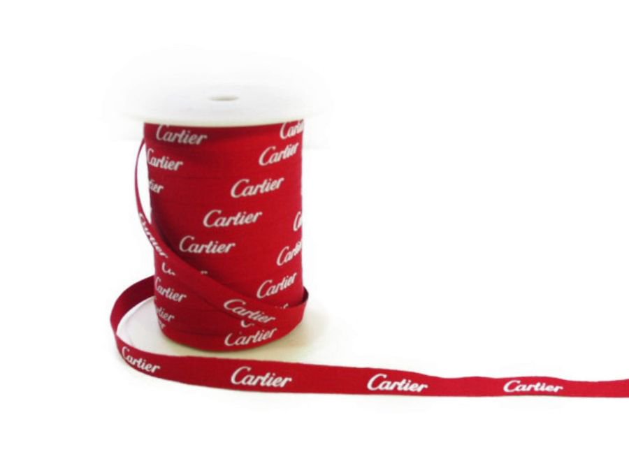 【Used 開封品】カルティエ Cartier ラッピング用 ブランドリボン ( 1m単位 切り売り ) 1.3cm幅 レッド 赤 ロゴ入り  ギフト包装 プレゼント リメイク 手芸 材料 ハンドメイド - ブランドジャックリスト