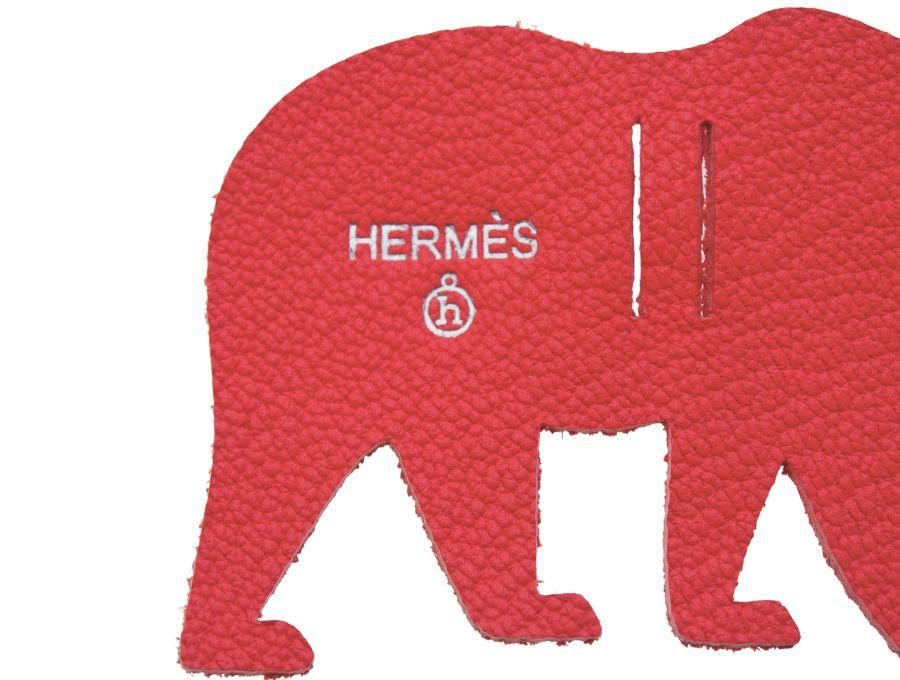 エルメス HERMES プティ アッシュ petit h ラッピングチャーム くま クマ 熊 グリズリー テディベアー 高級レザー 本革 レッド  刻印あり【Used 開封品】 - ブランドジャックリスト