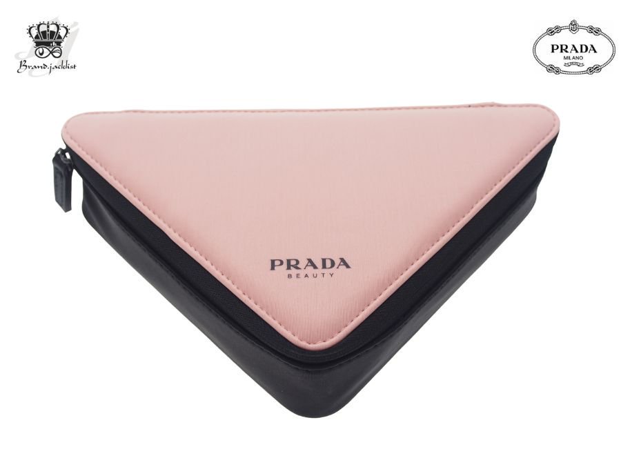 プラダ ノベルティ トライアングル ポーチ 三角形 ピンク バイカラー PRADA BEAUTY【Used 開封品】 - ブランドジャックリスト