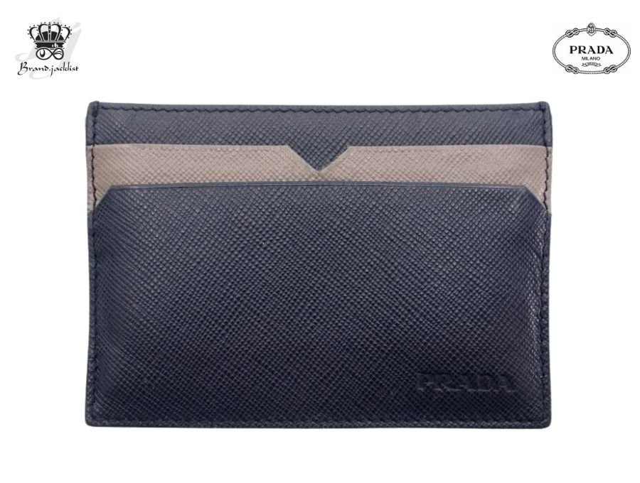 プラダ カードケース 定期入れ パスケース 薄型 ネイビー PRADA MILANO【Used 美品】 - ブランドジャックリスト