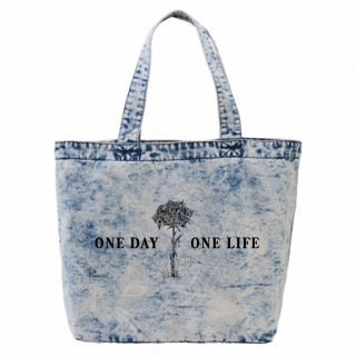 YONOA デニムトートバッグ「ONEDAY ONELIFE」」(ケミカルウオッシュ）の商品画像