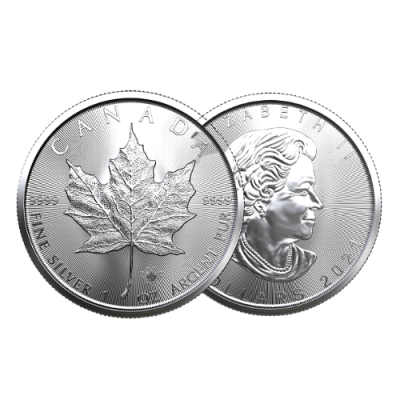 新品未使用】2021年 カナダ メイプル銀貨 1オンス カプセルケース付