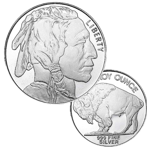 純銀 10枚セット／合計10オンス アメリカ バッファロー インディアン 銀貨未使用発行