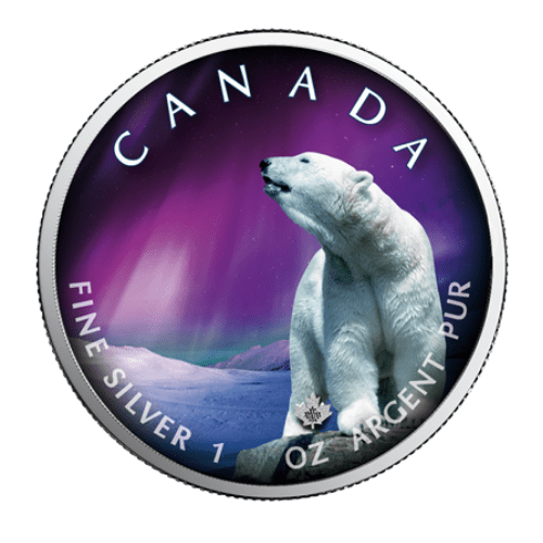 2020年 カナダ メイプル  オーロラ・チャーチルタウン 1オンス 銀貨  カードケース付