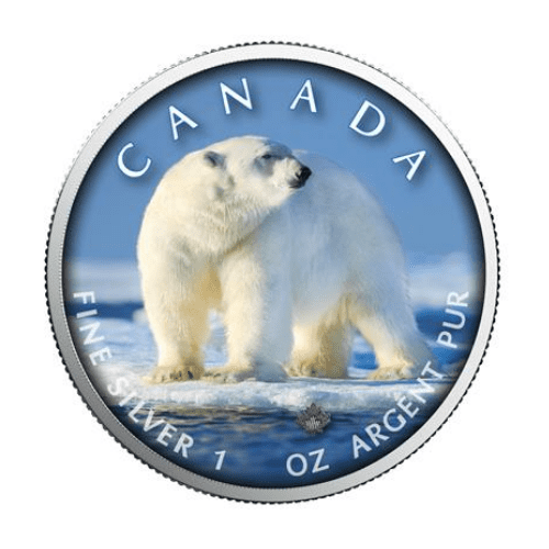2019年 カナダ メイプル 北極グマ 1オンス カラー銀貨 カードケース付