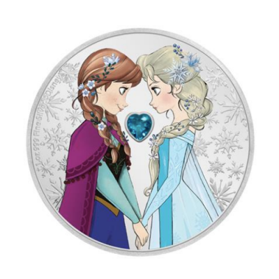 2020年  ニウエ ディズニー 「アナと雪の女王 」プリンセス宝石シリーズ  銀貨 1オンス プルーフカラー 専用箱
