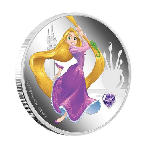 2020年 ディズニー  ラプンツェル プリンセス宝石シリーズ  銀貨 1オンス プルーフカラー 専用箱