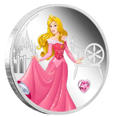 2020年  ディズニー オーロラ プリンセス宝石シリーズ  銀貨 1オンス プルーフカラー 専用箱