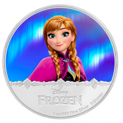 2016年 ディズニー 「アナと雪の女王 アナ」 銀貨 1オンス プルーフカラー 専用箱