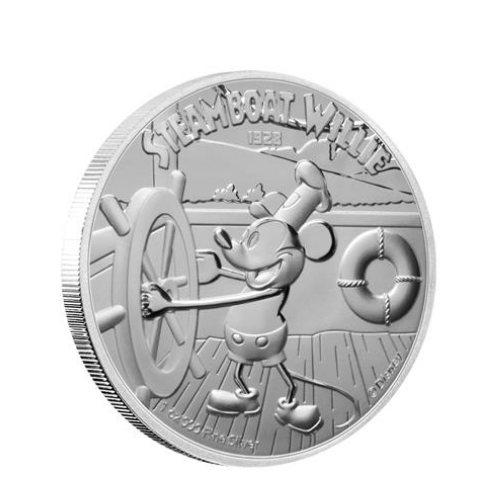 2020年 ニウエ ディズニー ミッキーマウス『蒸気船ウィリー』カラープルーフ銀貨 1オンス 専用箱付 限定1928