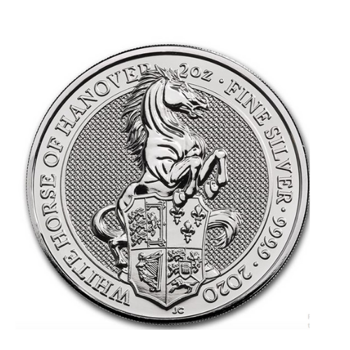 2020年 イギリス  クィーンズ ビースト 『ハノーバーの白馬』 2 オンス銀貨 （カプセルケース付 ）