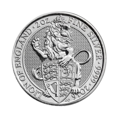 2016年 イギリス  クィーンズ ビースト 『 ライオン』 2オンス銀貨 （カプセルケース付 ）