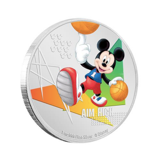 2020年 ニウエ ディズニーミッキーマウス 『バスケットボール』カラープルーフ銀貨 1オンス  専用箱