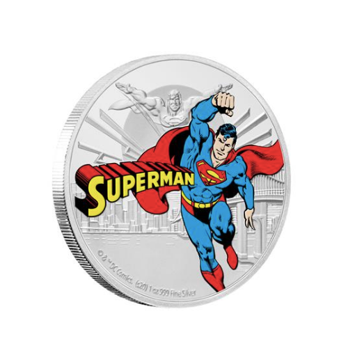 2020年 ニウエ DC Comics ジャスティス リーグ『スーパーマン』 カラープルーフ銀貨 1オンス 専用ケース
