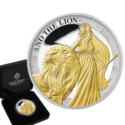 2020年版 ウナとライオン 金メッキバージョン pf68 1オンス 純銀 銀貨