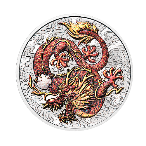 2021 オーストラリア 中国の神話と伝説『ドラゴン』 1オンス 地金型カラー銀貨 クリアケース付 限定5000 新品