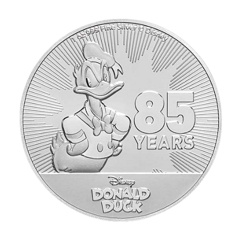 2019 ニウエ ディズニー『ドナルド・ダック85周年』地金型銀貨 1オンス  カプセルケース付き 新品