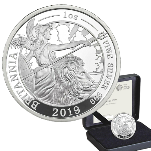 2019年 イギリス 『ブリタニア 』プルーフ1オンス銀貨 限定3,390枚  専用箱付き 新品未使用