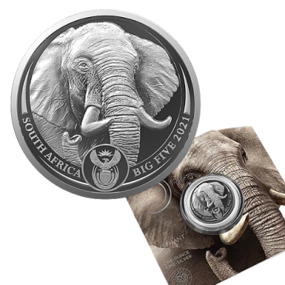 2021 南アフリカ BIG FIVE2 『エレファント』 地金型銀貨 1オンス ブリスターケース付  限定15000 新品