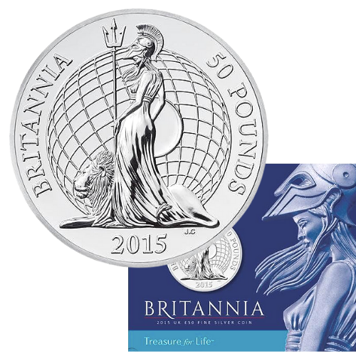 2015年 イギリス 『ブリタニア 』1オンス 地金型銀貨  専用パッケージ 新品未使用
