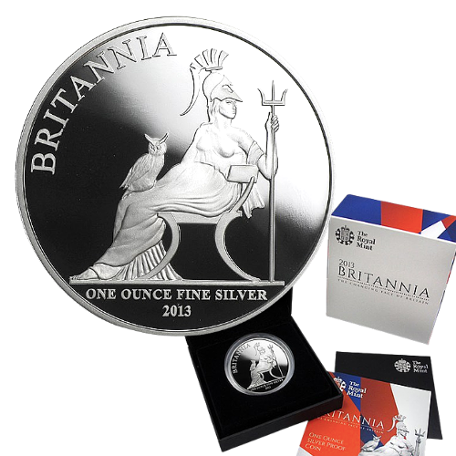 2013年 イギリス 『ブリタニア 』プルーフ1オンス銀貨 限定2500枚  専用箱付き 新品未使用