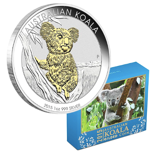 2014 オーストラリア コアラ 金メッキ地金型銀貨 1オンス 専用箱付 限定5000｜恵比寿コイン