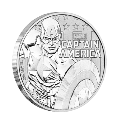 2019ツバル MARVELシリーズ『 キャプテンアメリカ』地金型銀貨 1オンス クリアケース 新品