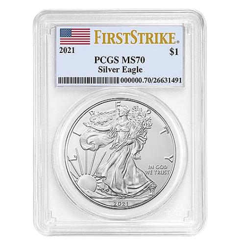FIRSTSTRIKE PCGS イーグル 2021 MS70 アメリカ 銀貨 - 旧貨幣/金貨 