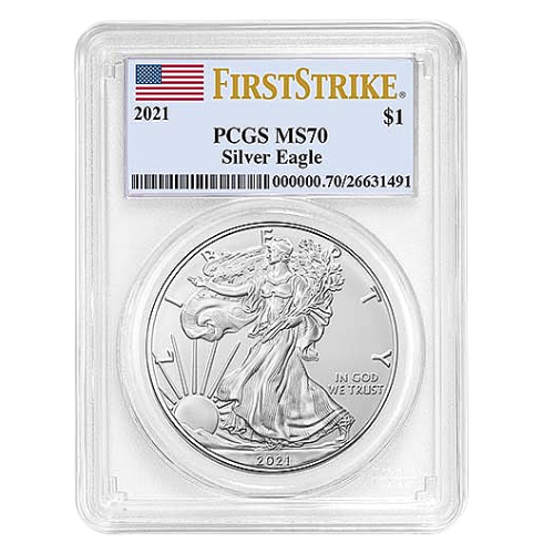 FIRSTSTRIKE PCGS イーグル 2021 MS70 アメリカ 銀貨 - 旧貨幣/金貨