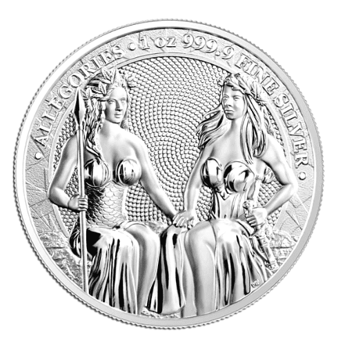 2021ドイツ 寓話シリーズ『オーストリア＆ゲルマニア』地金型銀貨 1オンス  クリアケース付 限定25000