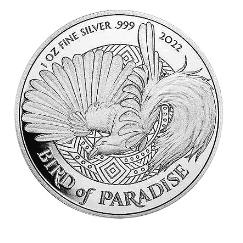 【1,000円OFF】2022パプアニューギニア『鳥の楽園』 1オンス地金型銀貨  クリアケース付き 限定10000枚