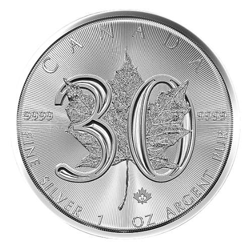 2018カナダ『メイプル30周年記念』地金型銀貨 1オンス カプセルケース付 