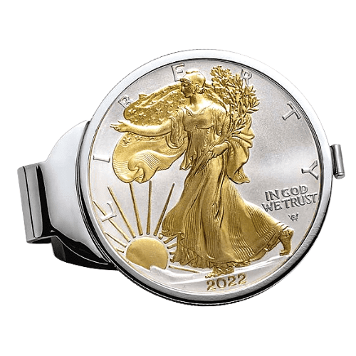 2022アメリカ イーグル銀貨金メッキ（TYPE2）マネークリップ 1オンス地金型銀貨 専用箱付 新品| 恵比寿コイン