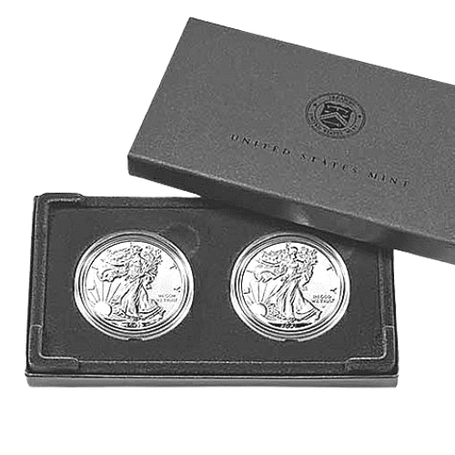 2021アメリカ イーグルプルーフ銀貨（TYPE1、TYPE2）1オンス2枚セット 専用箱付 