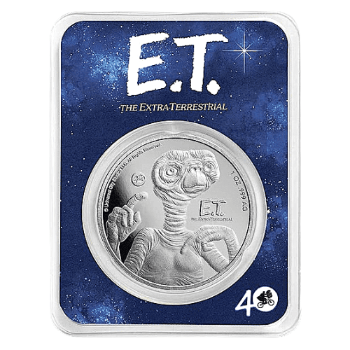 新発売】2022ニウエ『E.T 40周年記念』地金型銀貨 1オンス ブリスターケース付 新品 限定25